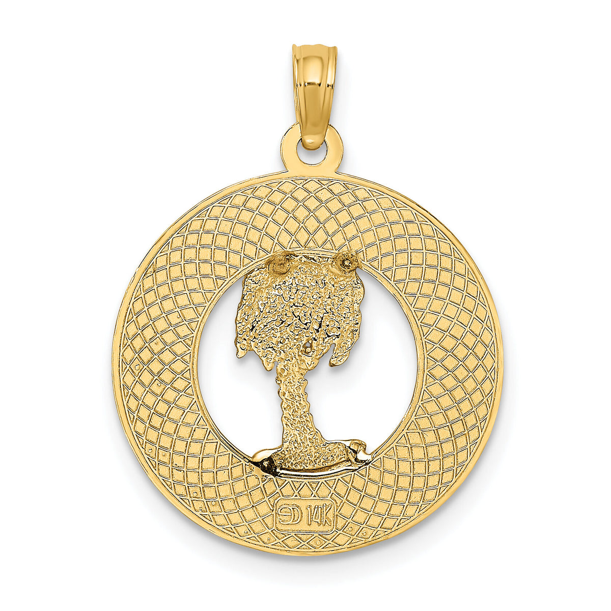 14K KEY WEST w/Palm Tree Circle Charm-K7606