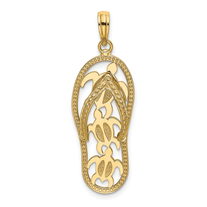 14K Triple Turtle Flip-Flop Charm-K7611