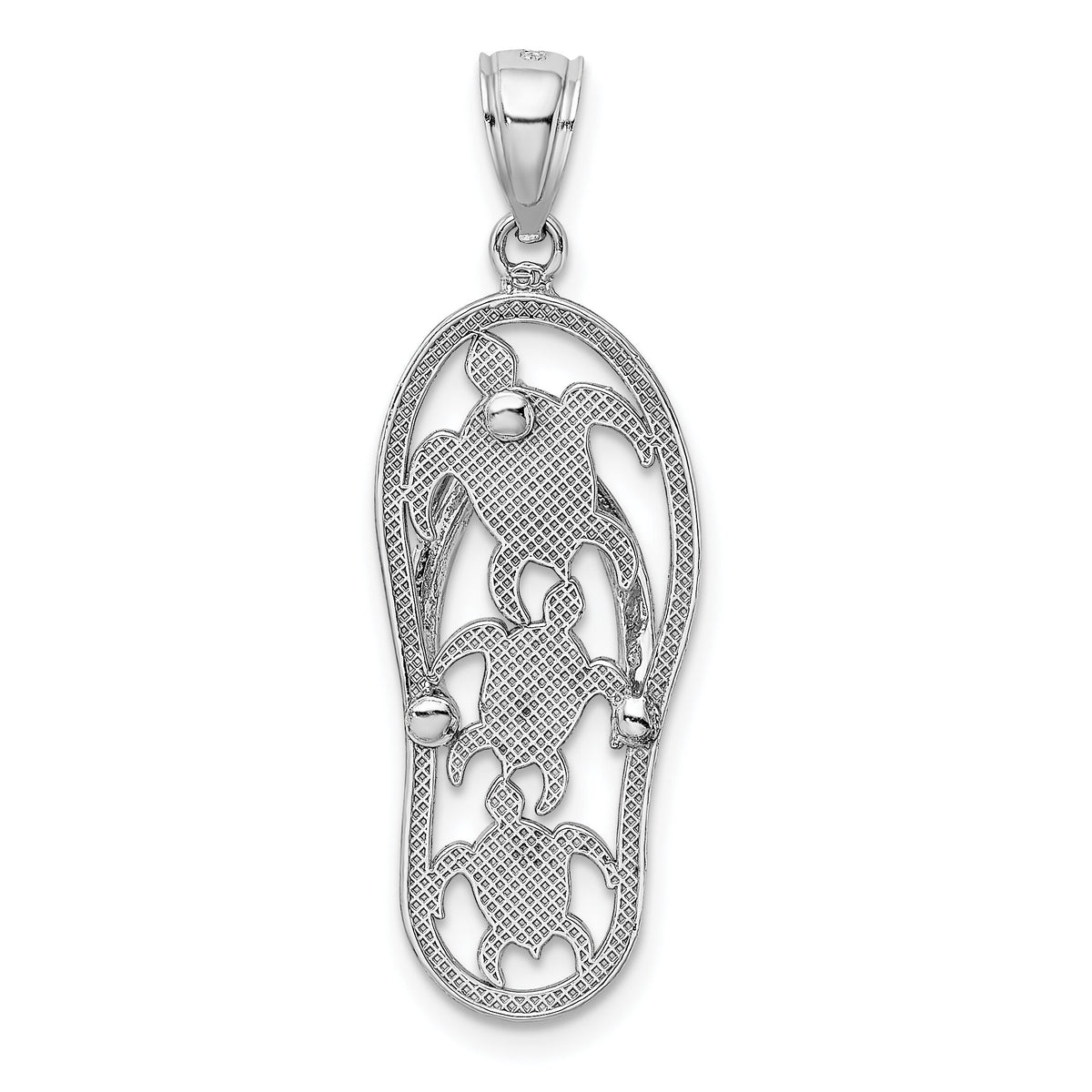 14K White Gold Triple Turtle Flip-Flop Charm-K7612W