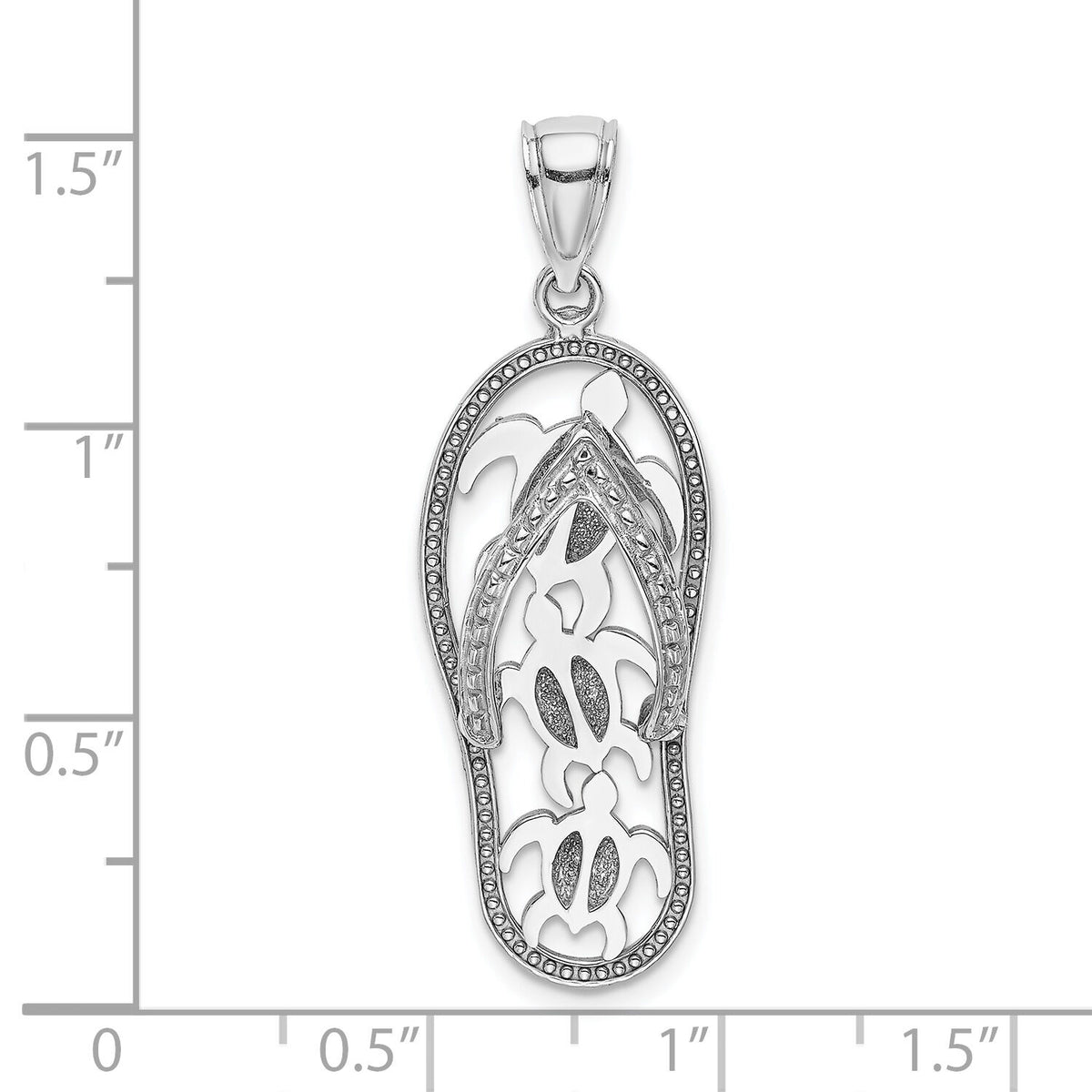 14K White Gold Triple Turtle Flip-Flop Charm-K7612W