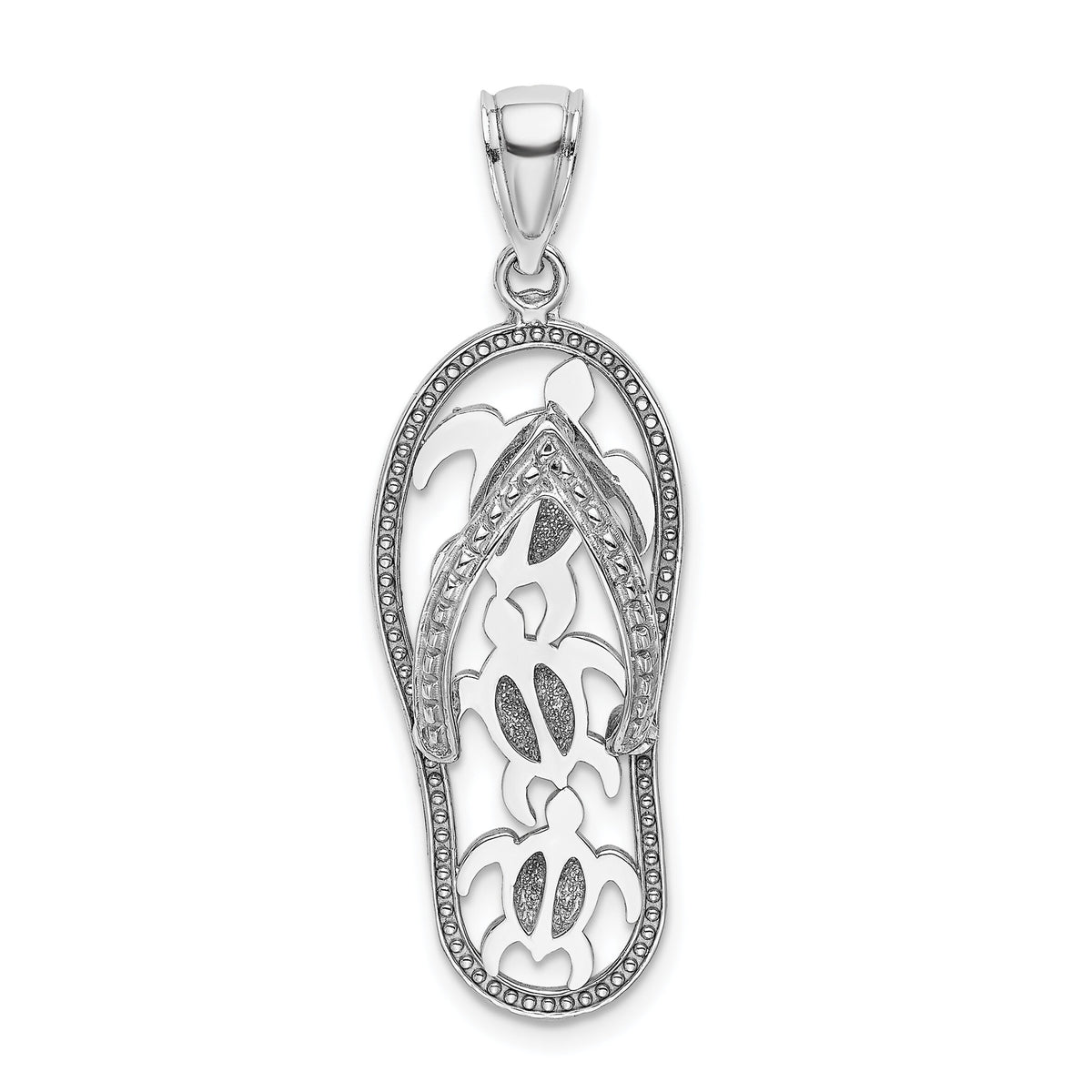 14K White Gold Triple Turtle Flip-Flop Charm-K7612W