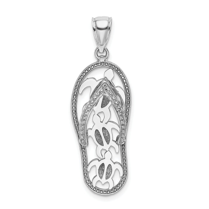 14K White Gold Triple Turtle Flip-Flop Charm-K7612W