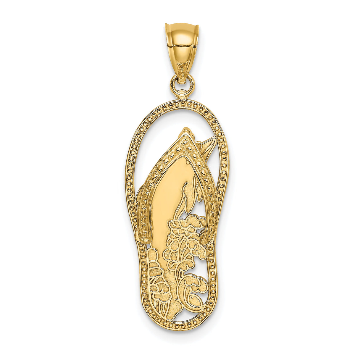 14K Polished Dolphin Flip-Flop Charm-K7614
