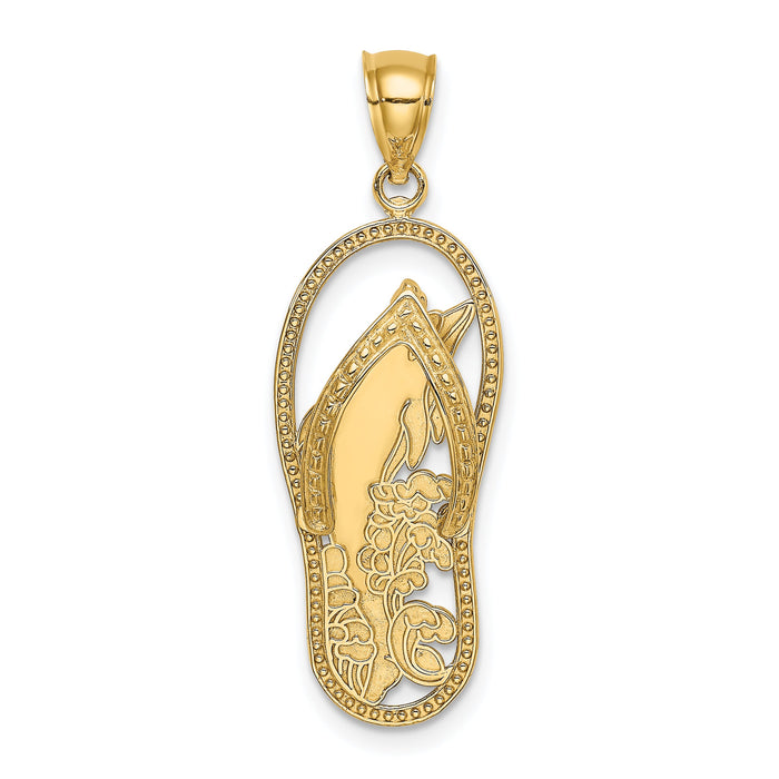 14K Polished Dolphin Flip-Flop Charm-K7614