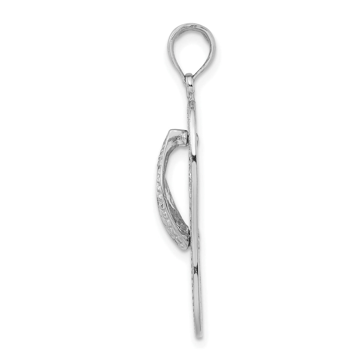 14K White Gold Polished Multi Flower Flip-Flop Charm-K7615W