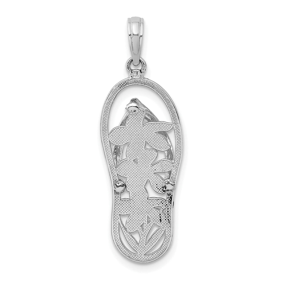 14K White Gold Polished Multi Flower Flip-Flop Charm-K7615W