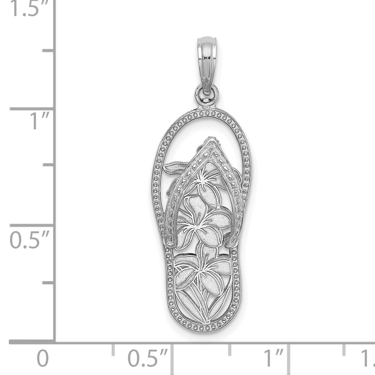 14K White Gold Polished Multi Flower Flip-Flop Charm-K7615W