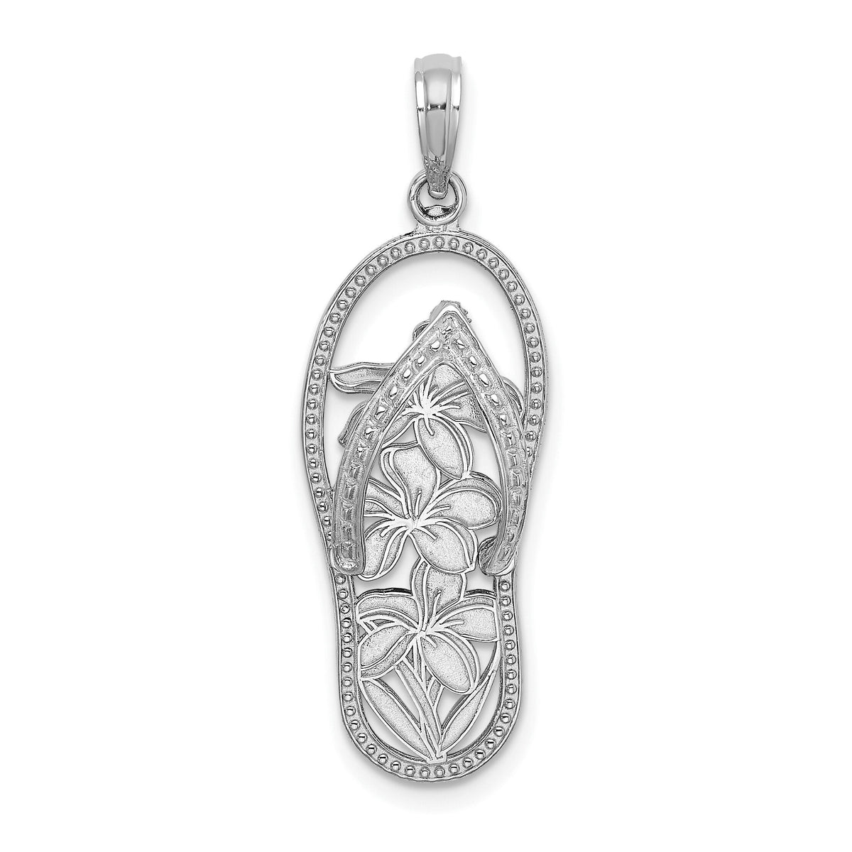 14K White Gold Polished Multi Flower Flip-Flop Charm-K7615W