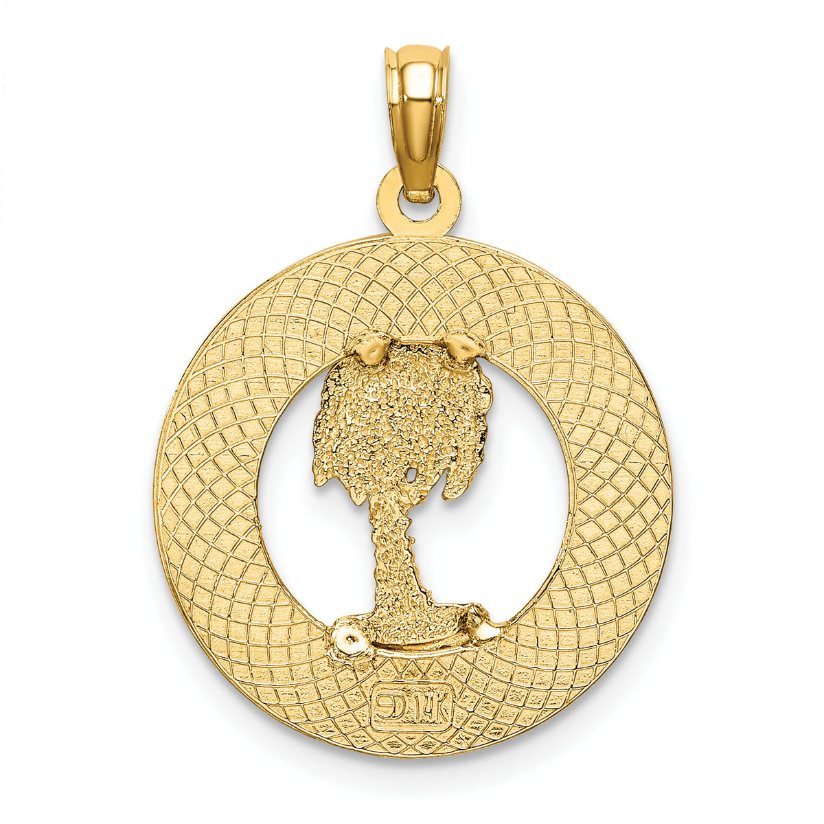 14K TURKS AND CAICOS w/ Palm Tree Circle Charm-K7618