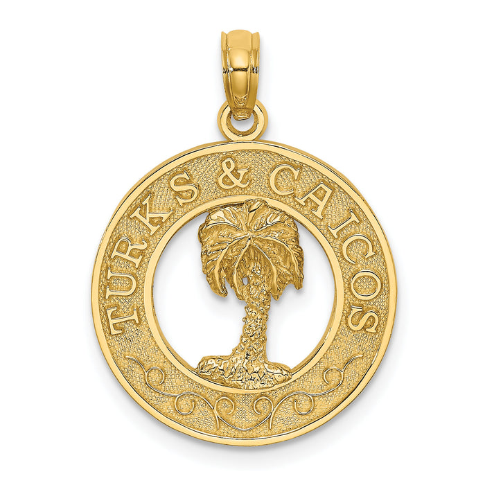 14K TURKS AND CAICOS w/ Palm Tree Circle Charm-K7618