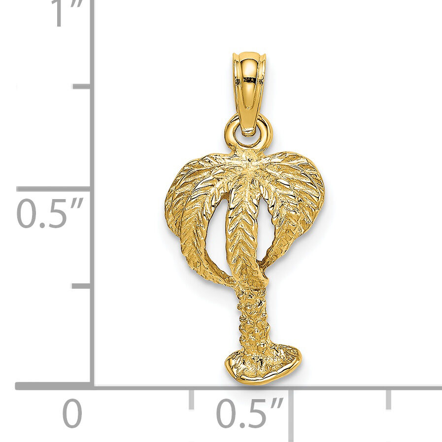 14K 2-D Textured Palm Tree Charm-K7619