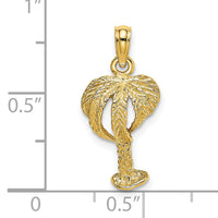 14K 2-D Textured Palm Tree Charm-K7619