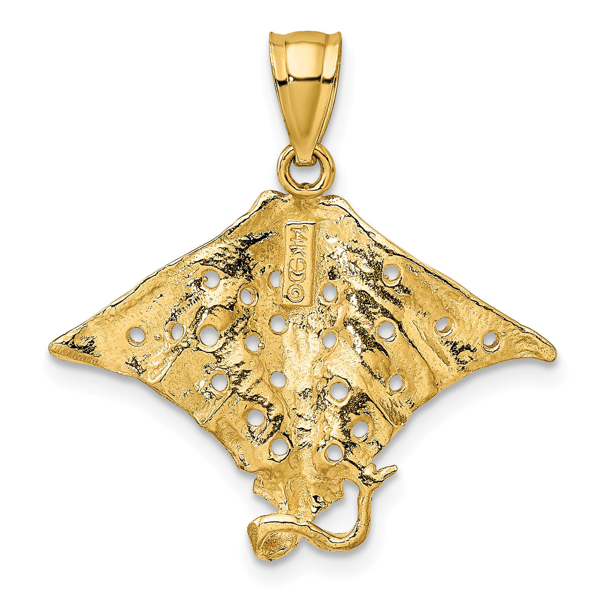 14K Spotted Eagle Ray with Holes Charm-K7622