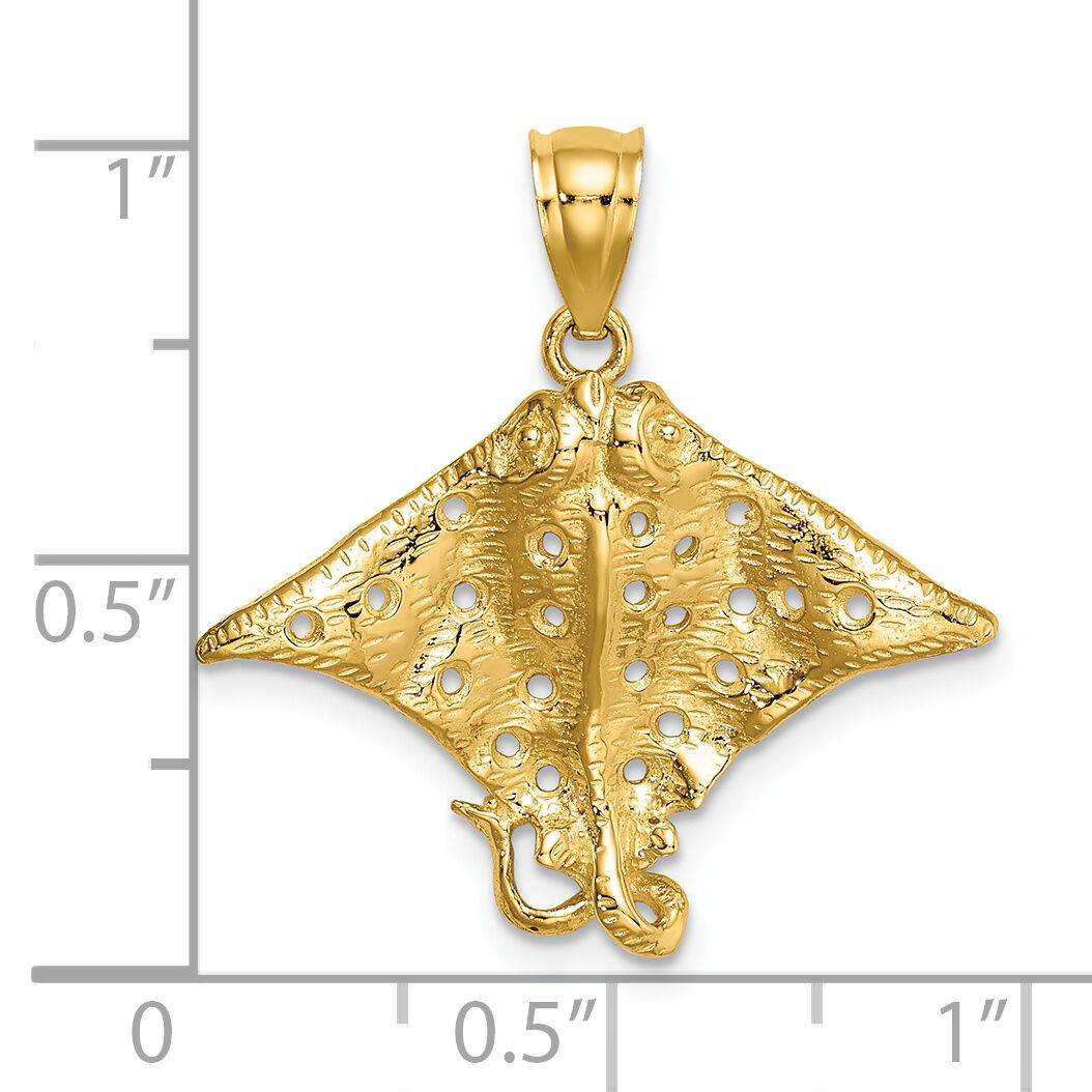 14K Spotted Eagle Ray with Holes Charm-K7622