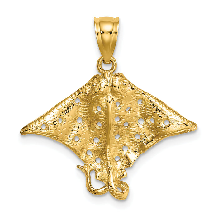 14K Spotted Eagle Ray with Holes Charm-K7622