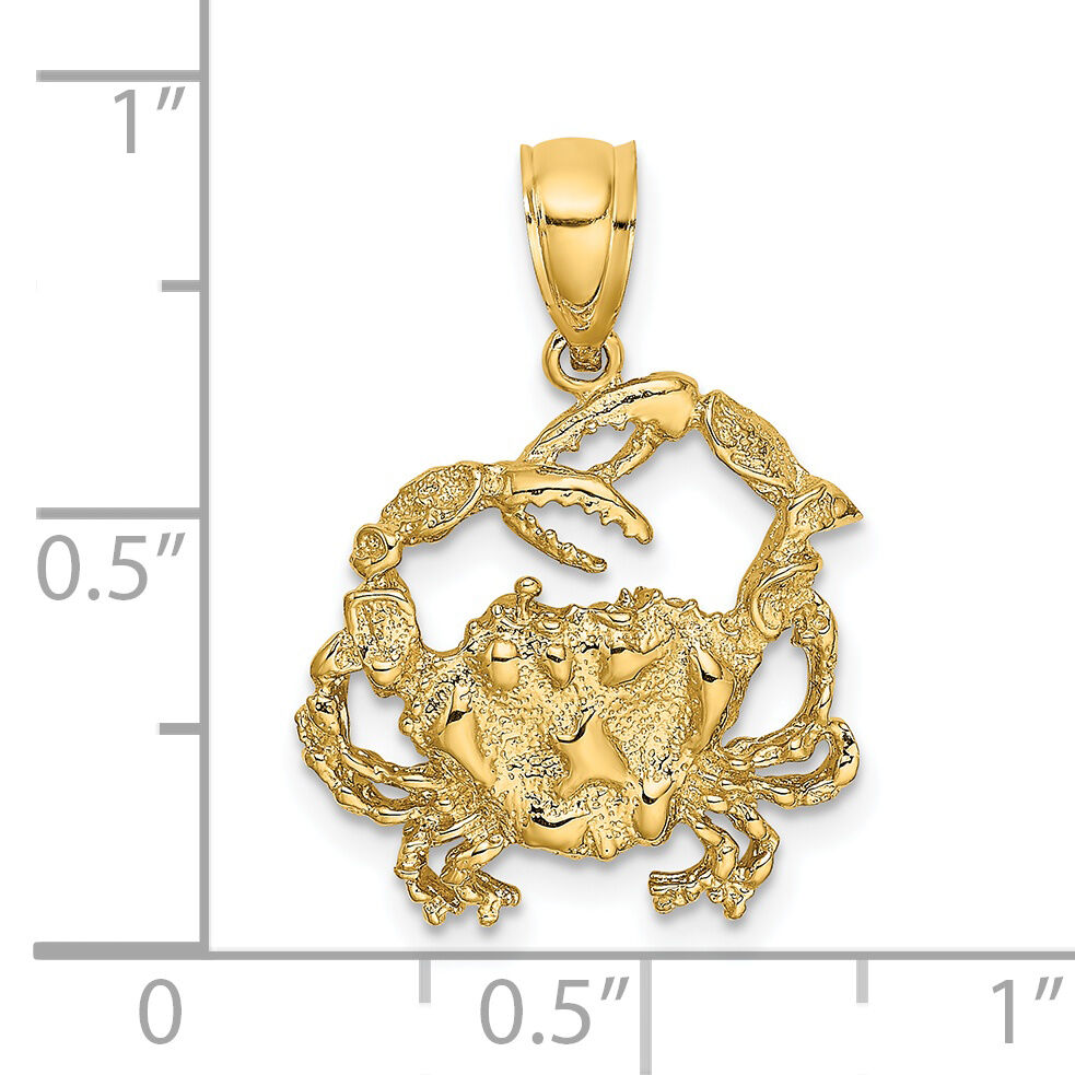 14K Textured Crab Charm-K7627