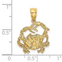 14K Textured Crab Charm-K7627