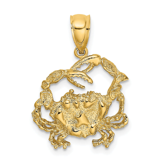 14K Textured Crab Charm-K7627