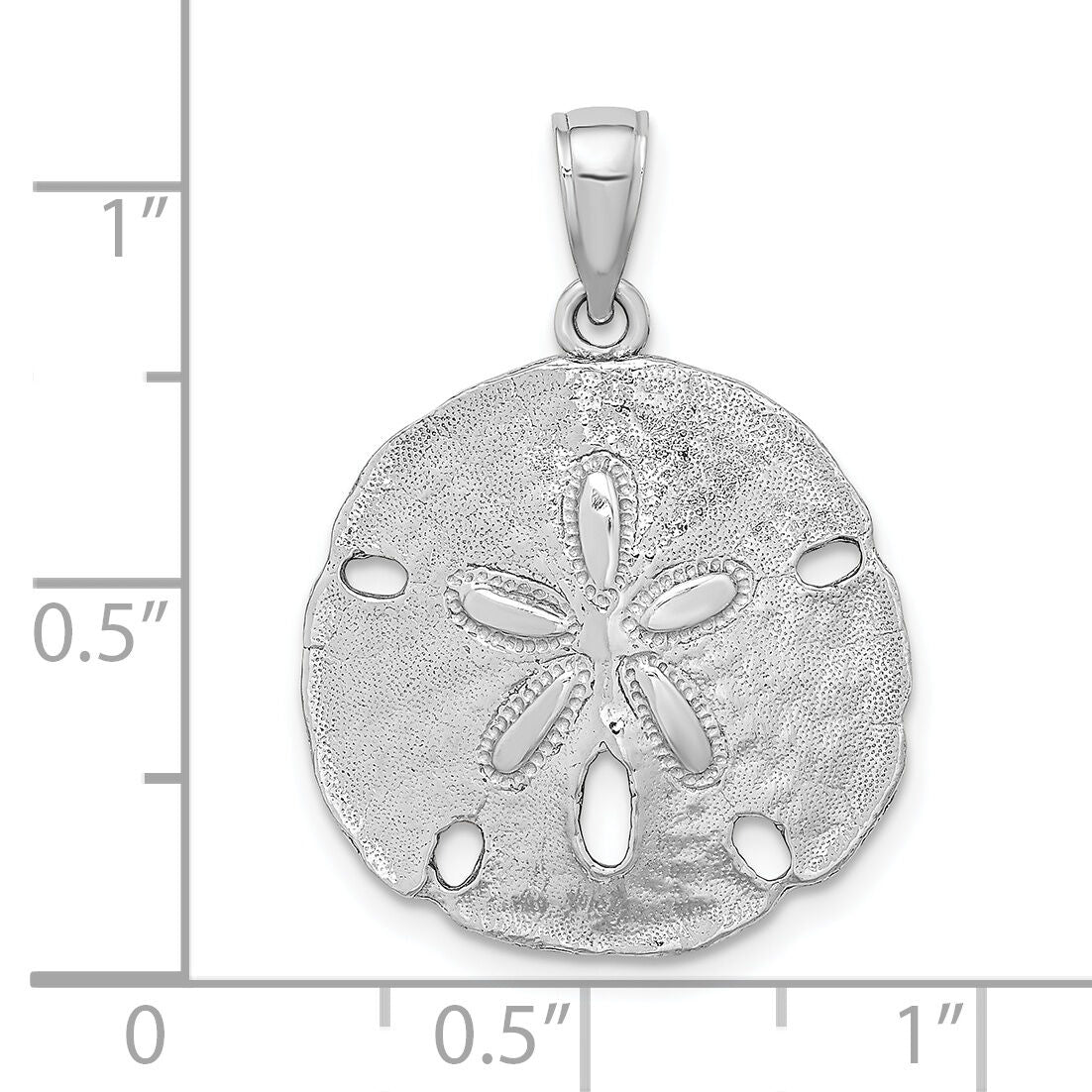 14K White Gold Polished Sand Dollar Charm-K7637W