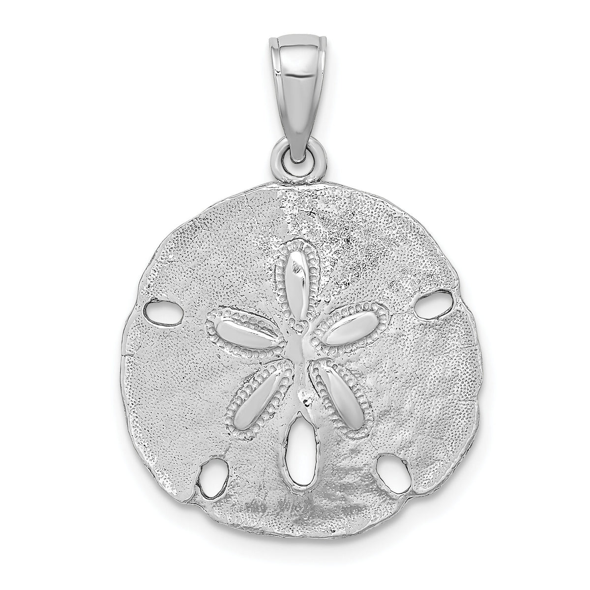 14K White Gold Polished Sand Dollar Charm-K7637W