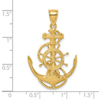 14K 2-D Anchor and Wheel Charm-K7641