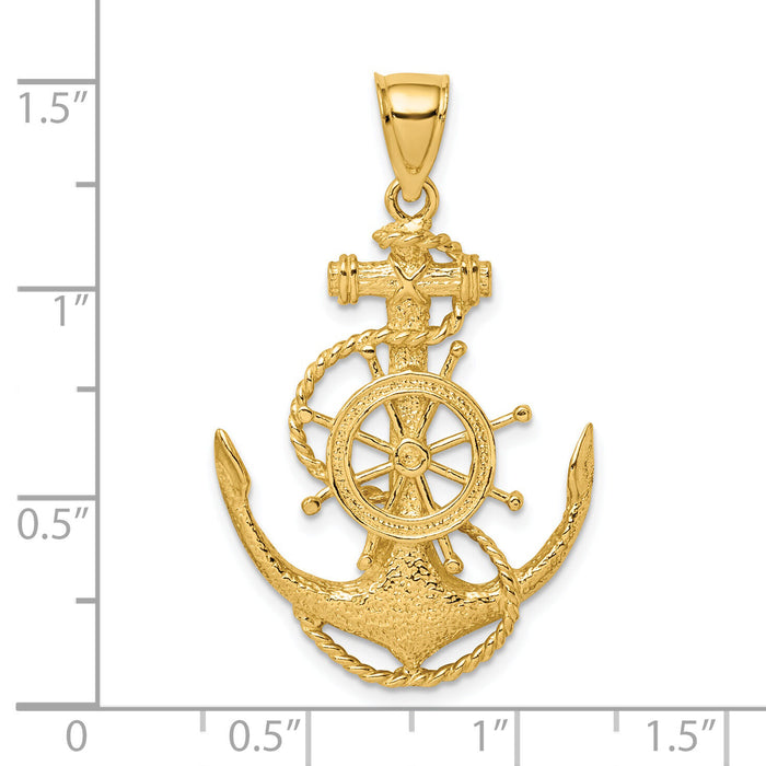 14K 2-D Anchor and Wheel Charm-K7641