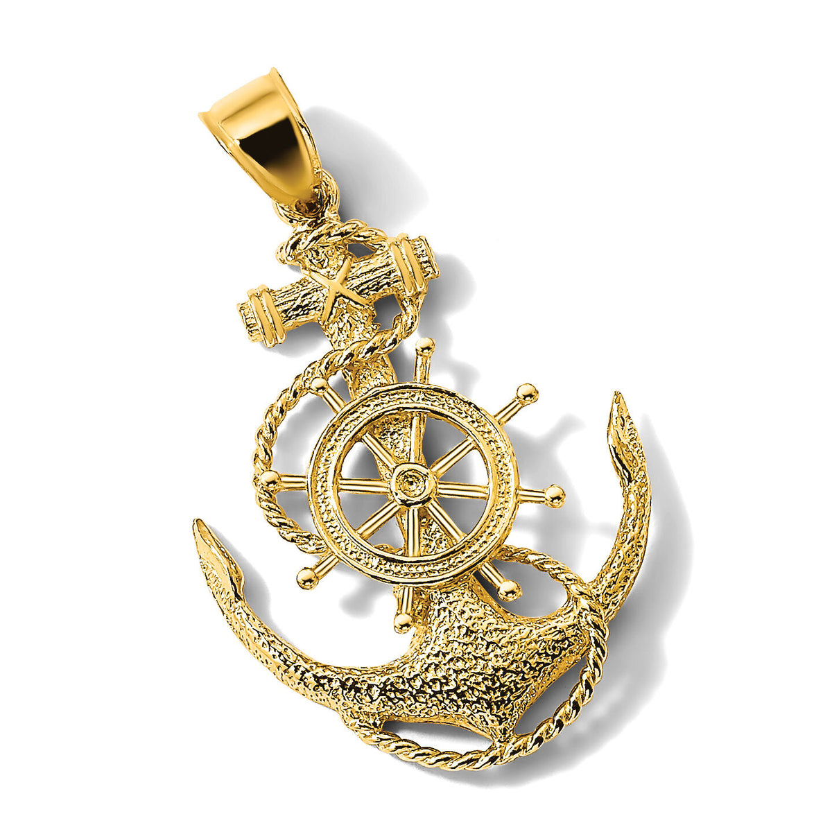 14K 2-D Anchor and Wheel Charm-K7641