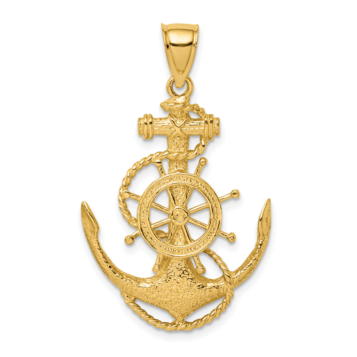 14K 2-D Anchor and Wheel Charm-K7641