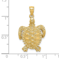 14K Sea Turtle with Spiny Shell Charm-K7642
