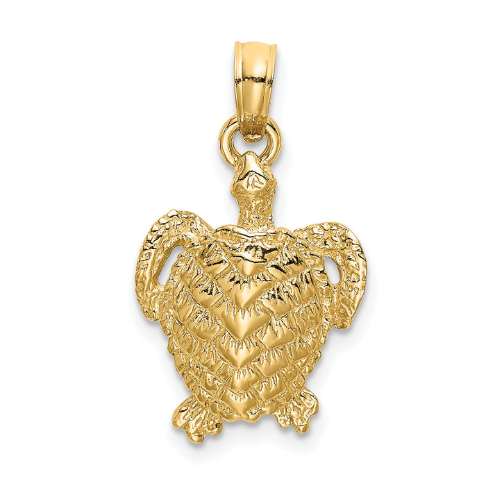 14K Textured Sea Turtle Charm-K7645