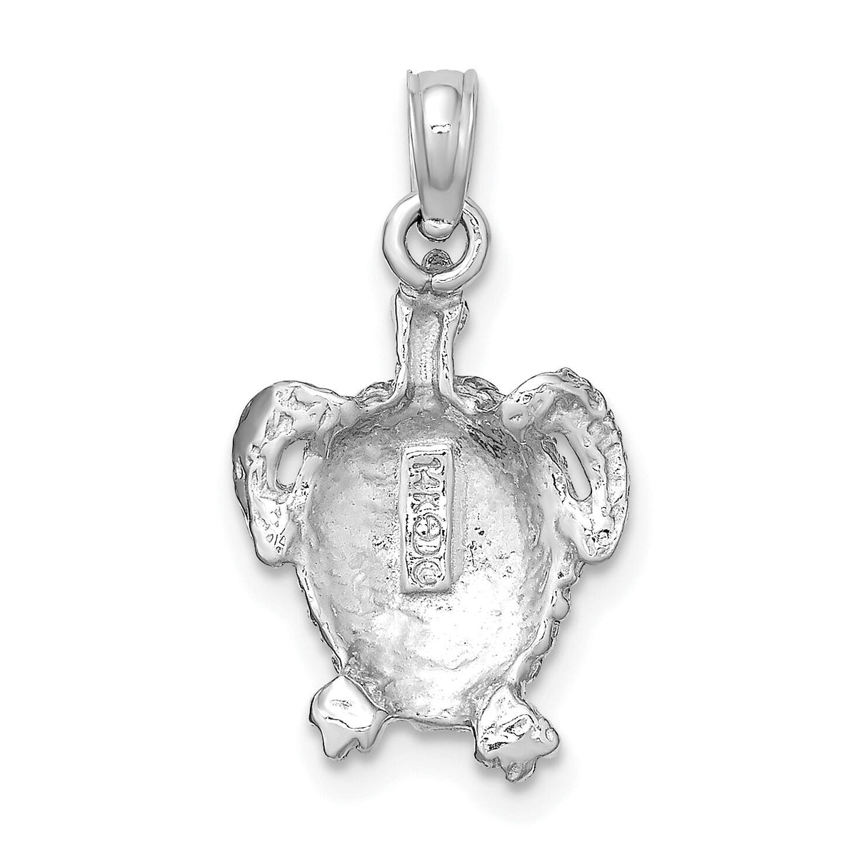 14K White Gold Textured Sea Turtle Charm-K7645W