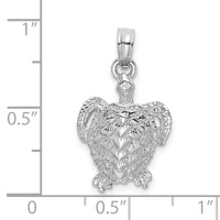 14K White Gold Textured Sea Turtle Charm-K7645W