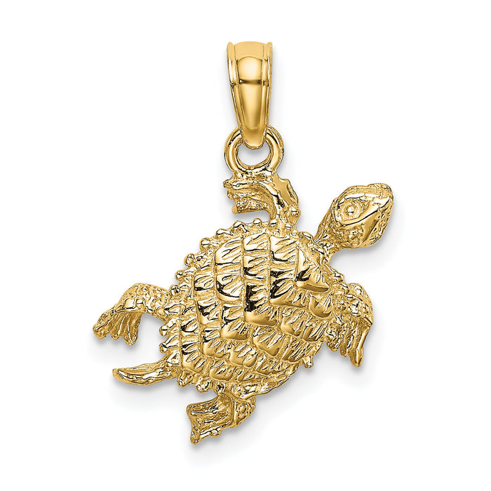 14K Sea Turtle with Tail Charm-K7647