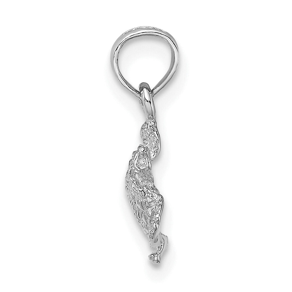14K White Gold Textured Sea Turtle Charm-K7651W