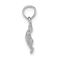 14K White Gold Textured Sea Turtle Charm-K7651W