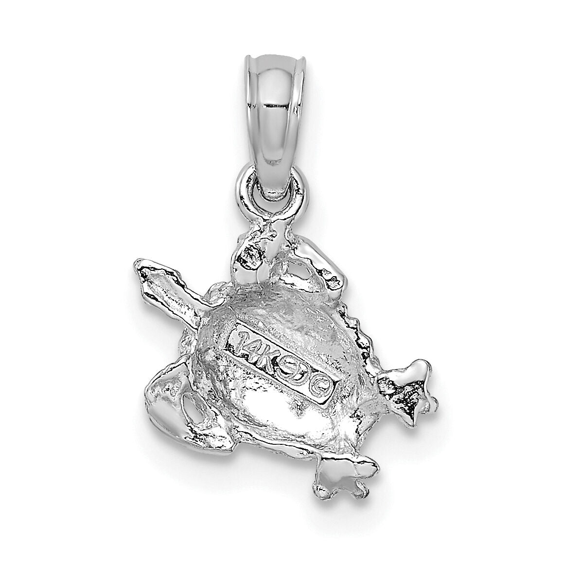 14K White Gold Textured Sea Turtle Charm-K7651W
