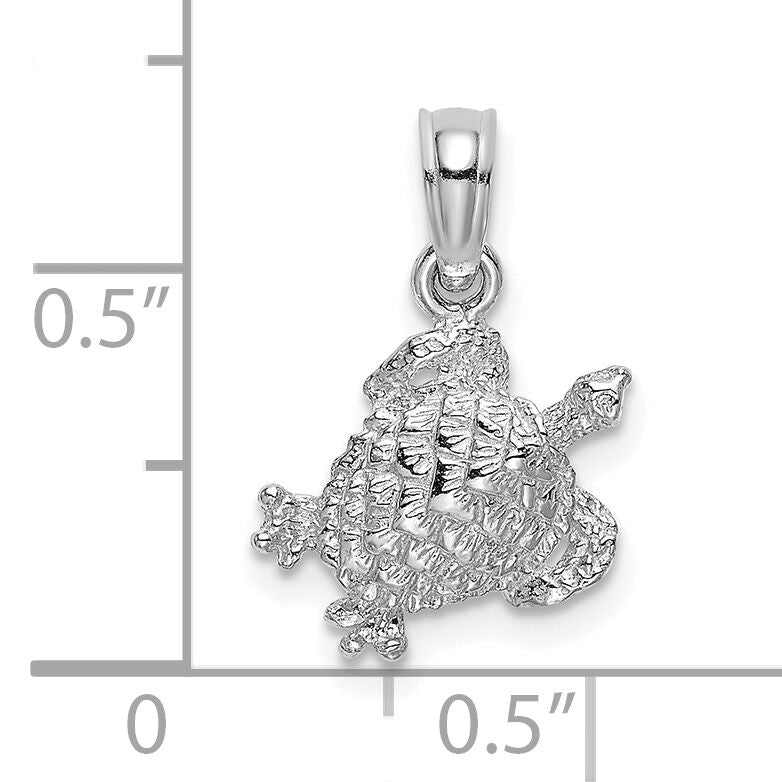 14K White Gold Textured Sea Turtle Charm-K7651W