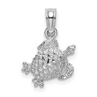 14K White Gold Textured Sea Turtle Charm-K7651W