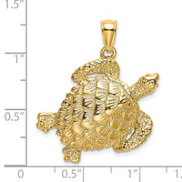 14K Textured Sea Turtle Charm-K7652