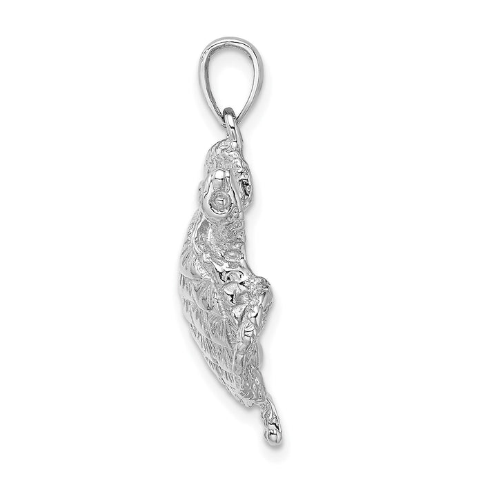 14K White Gold Textured Sea Turtle Charm-K7652W