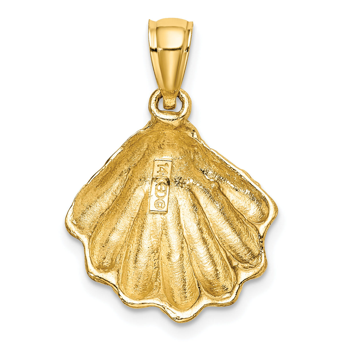 14K Textured Oyster Shell Charm-K7653