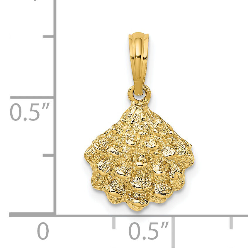14K Textured Oyster Shell Charm-K7654