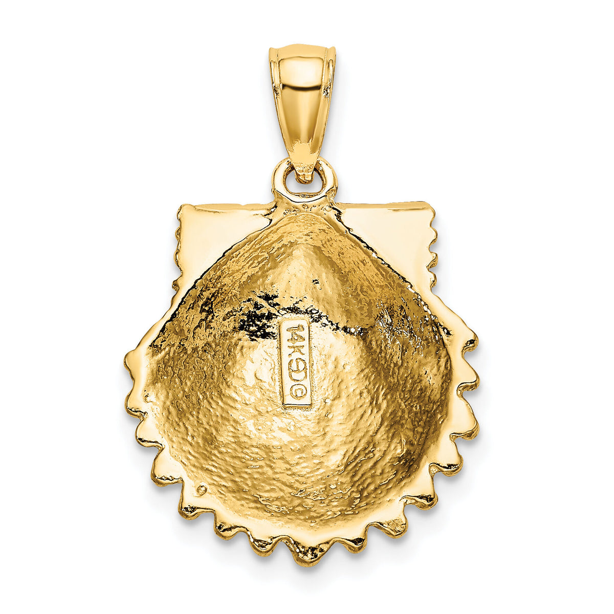 14K Textured Scallop Shell Charm-K7655