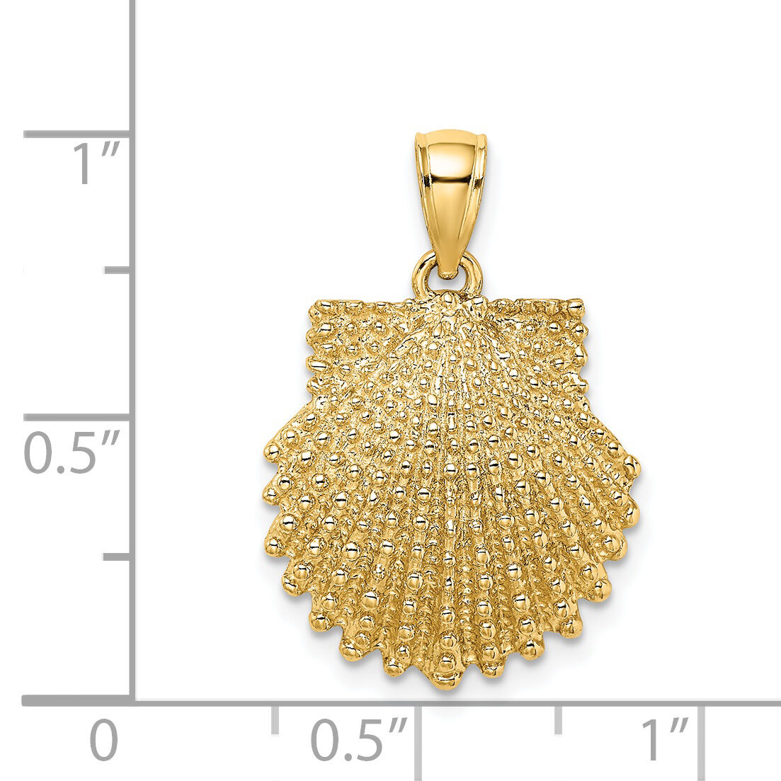 14K Textured Scallop Shell Charm-K7655
