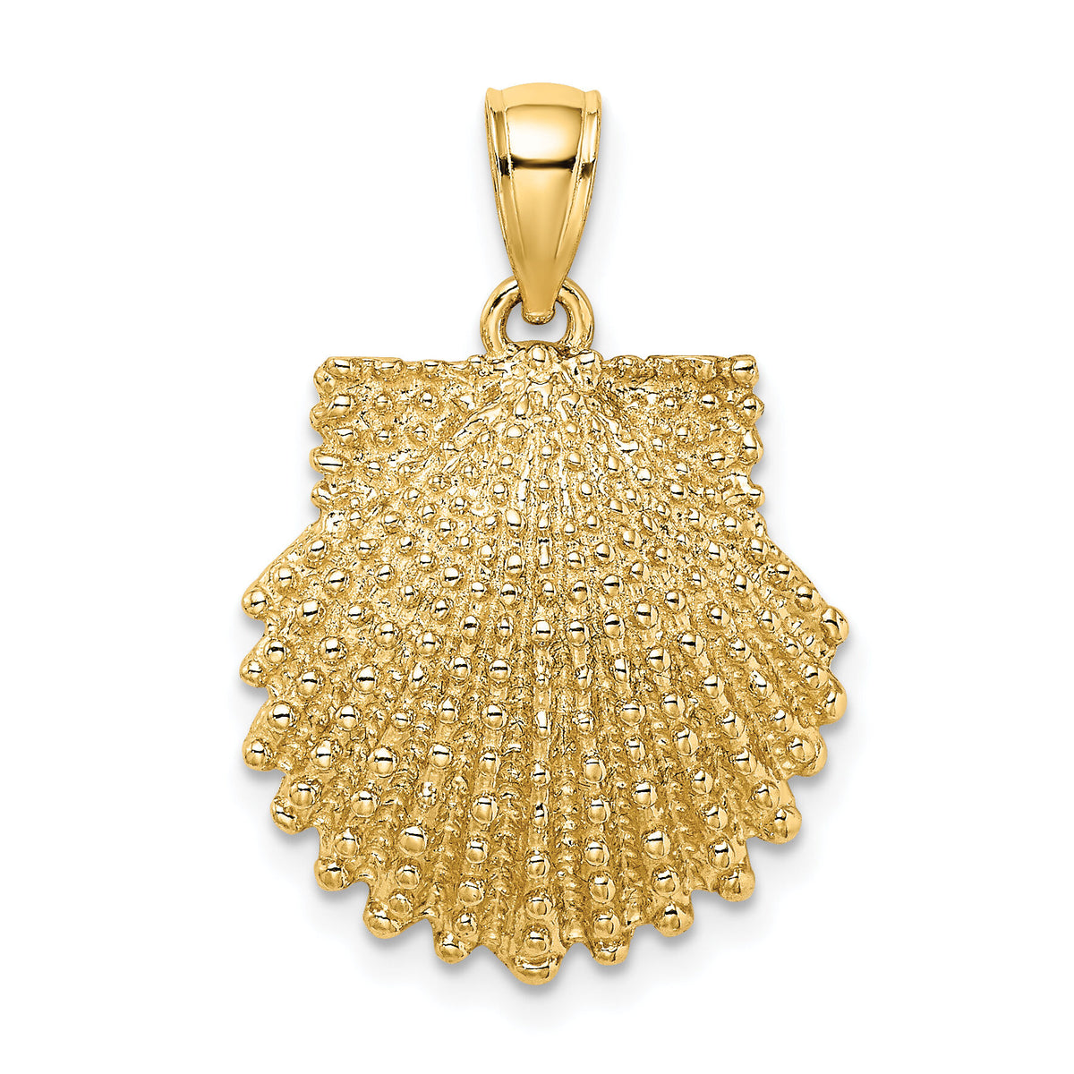 14K Textured Scallop Shell Charm-K7655