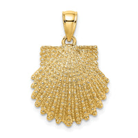 14K Textured Scallop Shell Charm-K7655