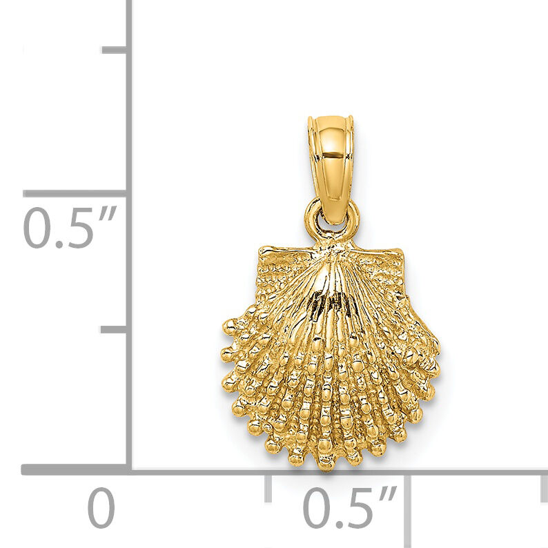 14K Textured Scallop Shell Charm-K7656
