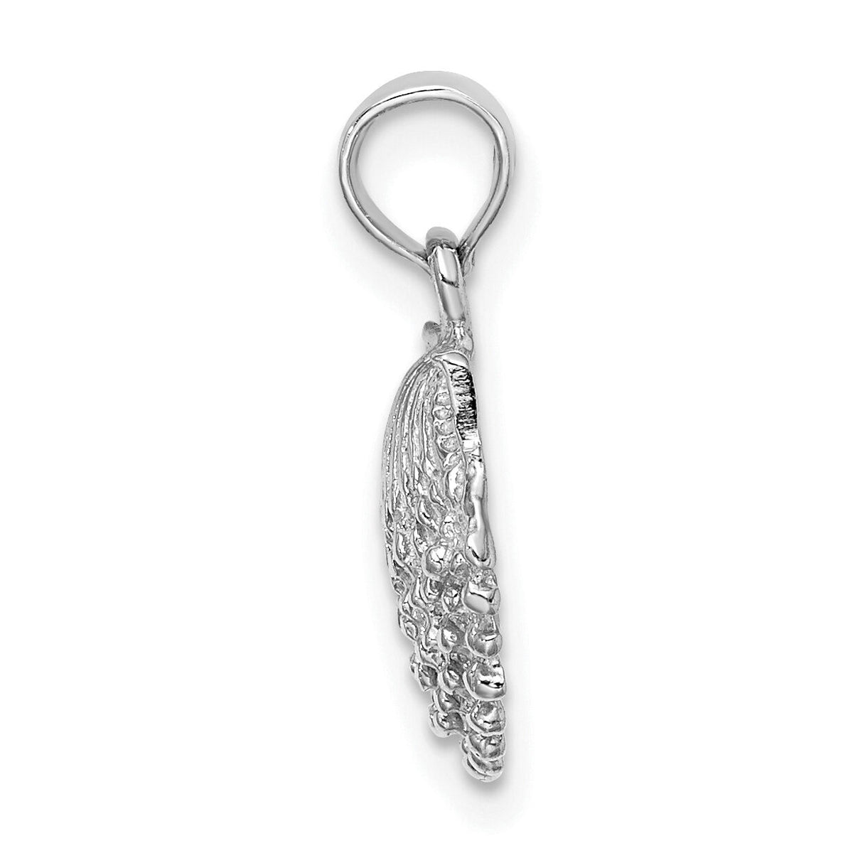 14K White Gold Textured Scallop Shell Charm-K7656W