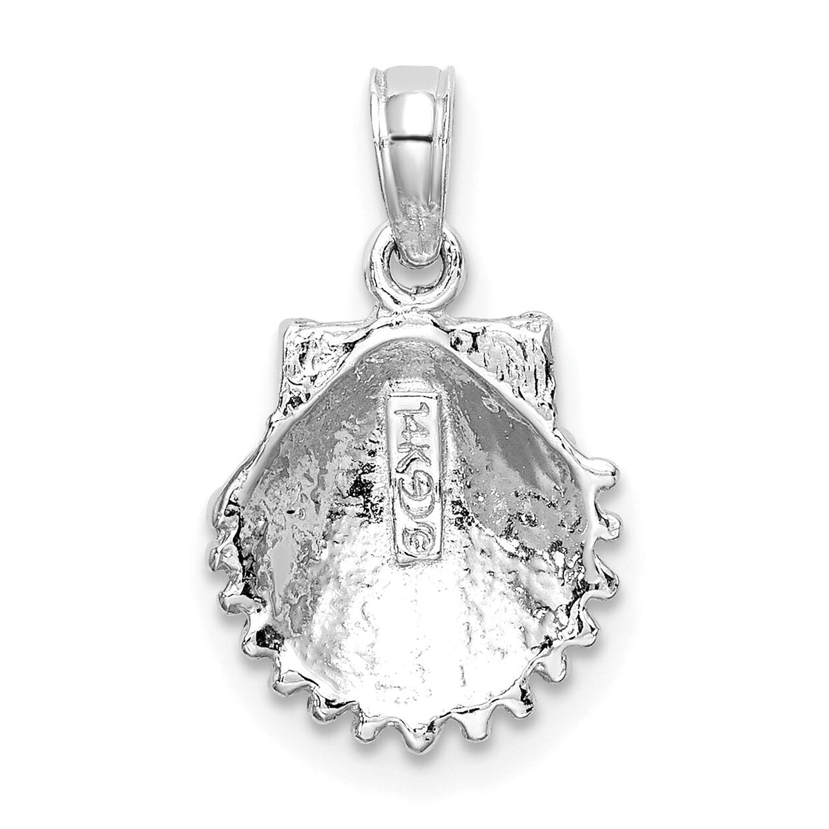 14K White Gold Textured Scallop Shell Charm-K7656W