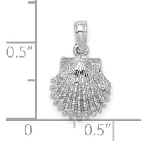 14K White Gold Textured Scallop Shell Charm-K7656W